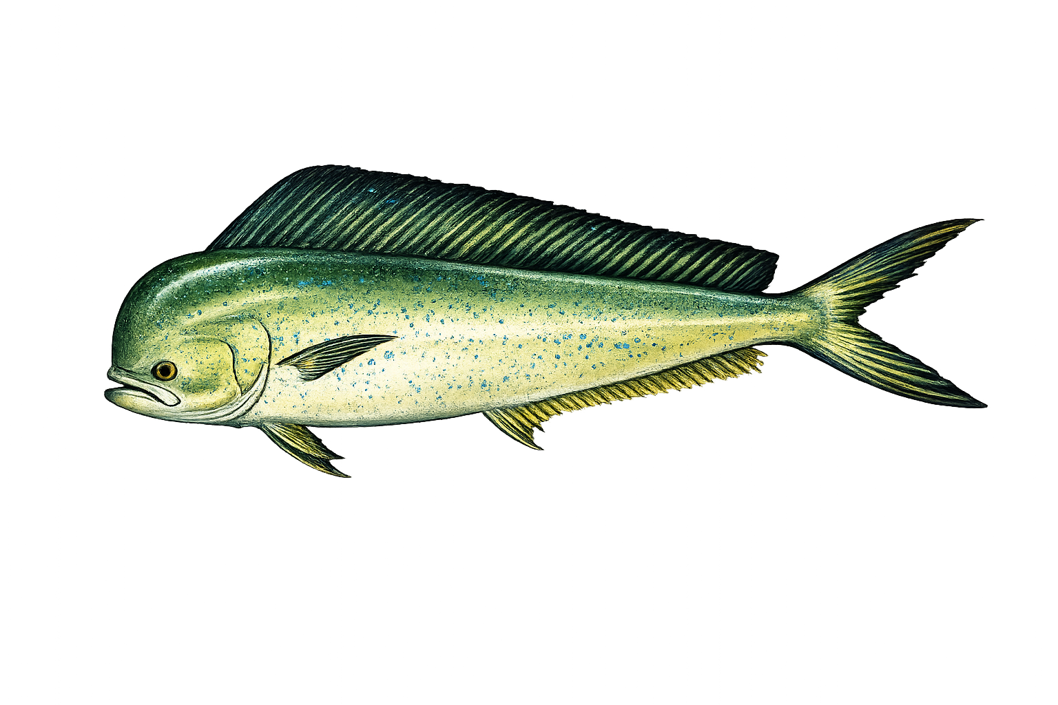 Mahi-Mahi illustration — Coryphaena hippurus